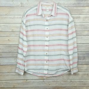 Sundance Lightweight Embroidered Stripe Button Up